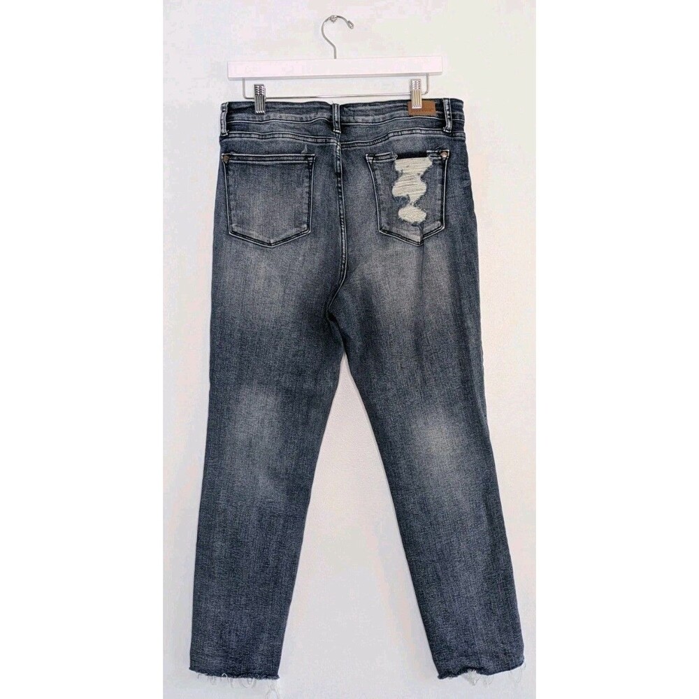 Judy Blue Size 13/31 JB88191 High Waist Raw Hem Relaxed Fit Jeans Charcoal Wash - Picture 2 of 10